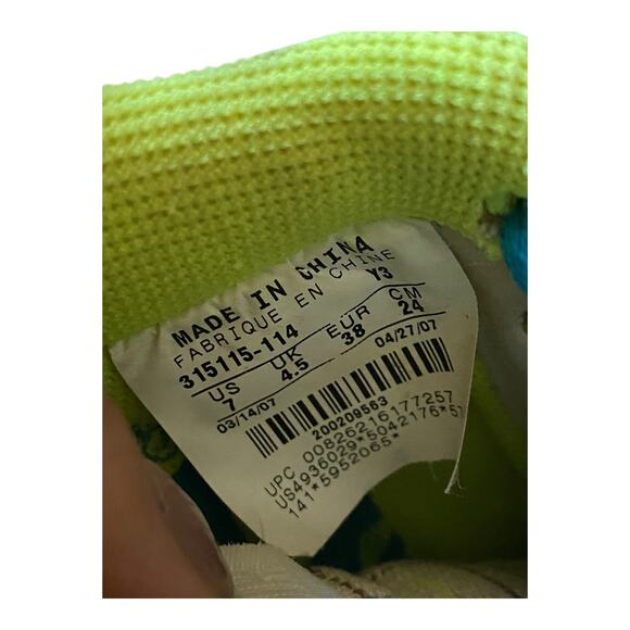 Vtg 2007 Nike Air Force 1 Low 07 Net Plaid 315115-114 Volt Blue Wmns Size 7 Rare - Picture 5 of 12